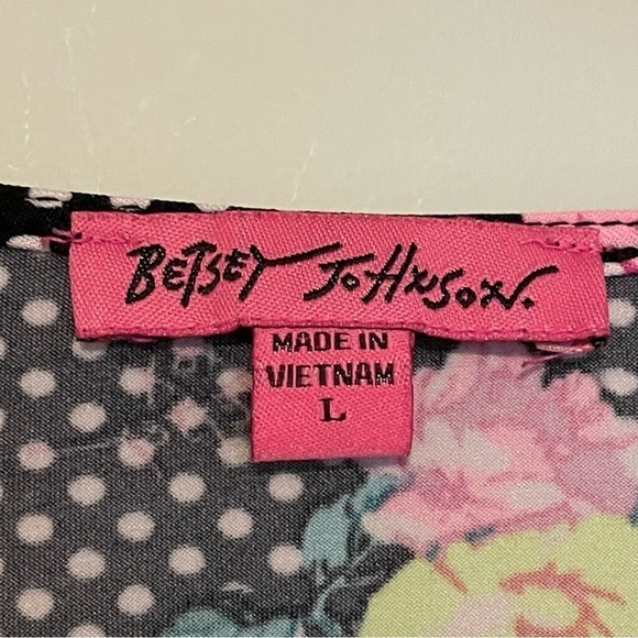 Betsey Johnson Polka Dot Floral Princess Cut Top - Picture 6 of 7
